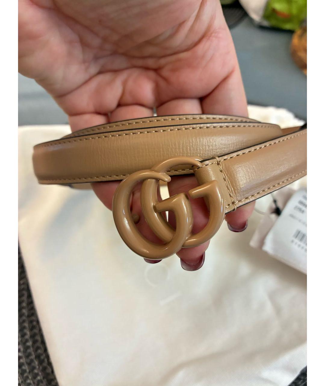 GUCCI Бежевый кожаный ремень, фото 3