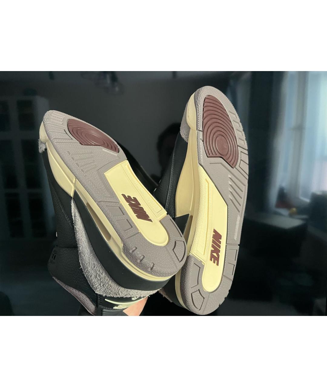 JORDAN Коричневые кожаные высокие кроссовки / кеды, фото 5