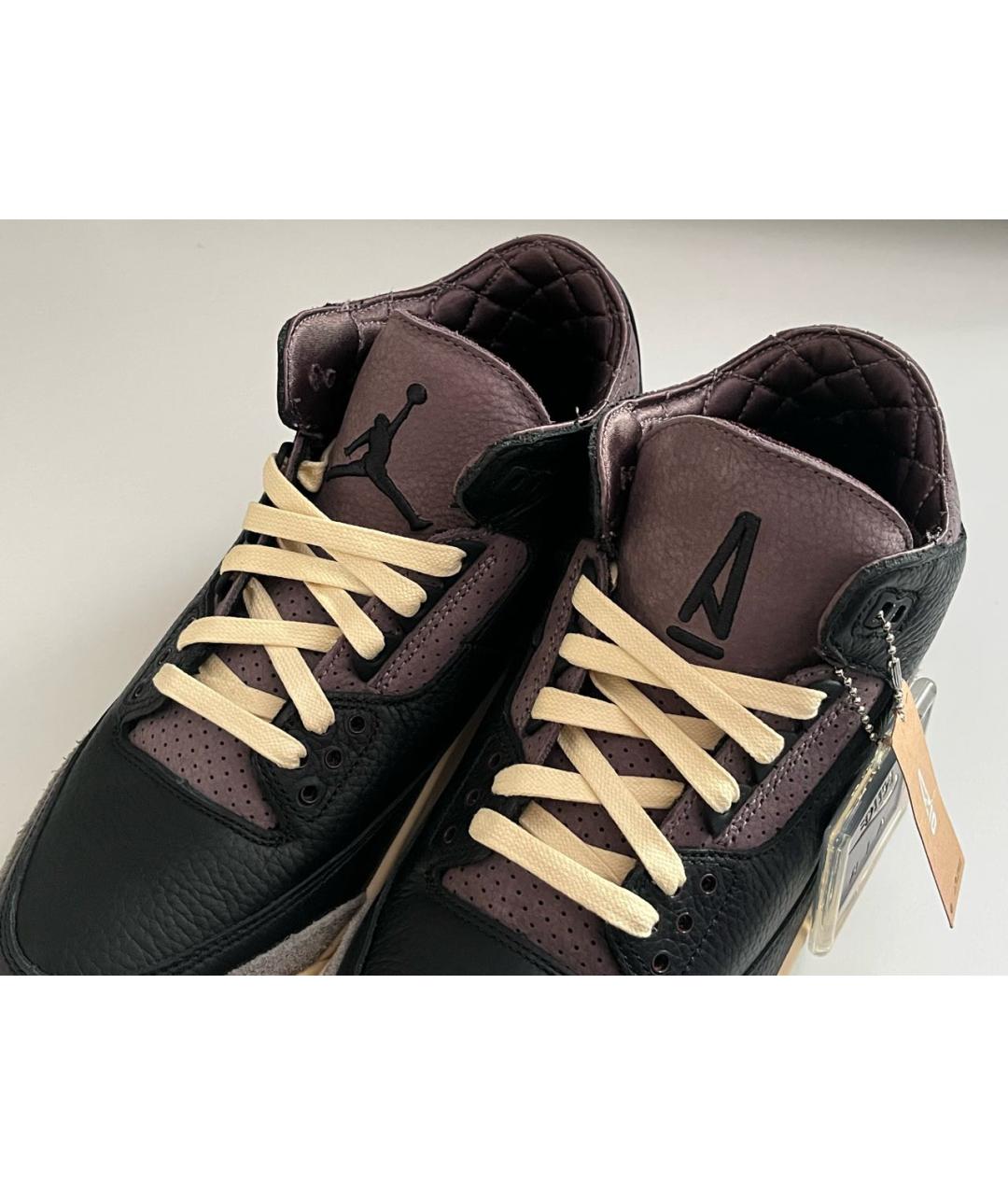 JORDAN Коричневые кожаные высокие кроссовки / кеды, фото 6