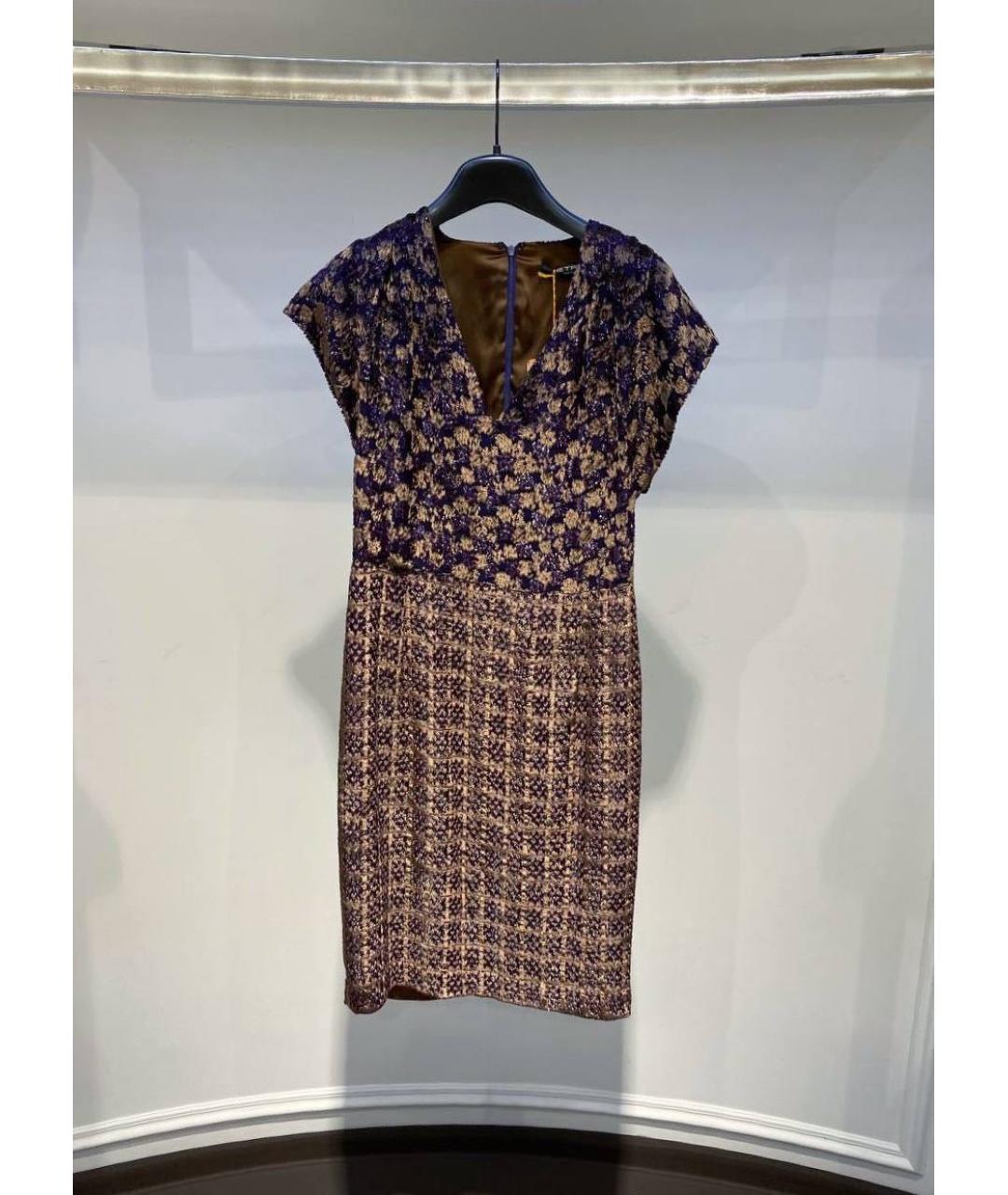 ETRO Коричневое твидовое коктейльное платье, фото 3