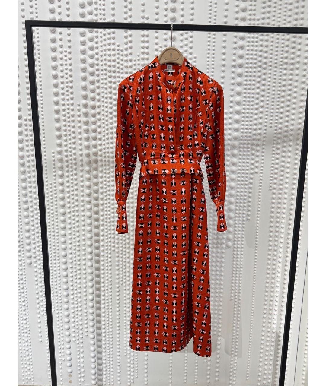 HERMES Оранжевое шелковое повседневное платье, фото 5