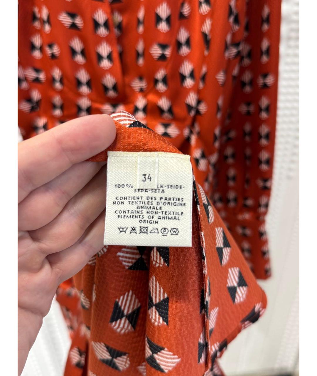 HERMES Оранжевое шелковое повседневное платье, фото 4