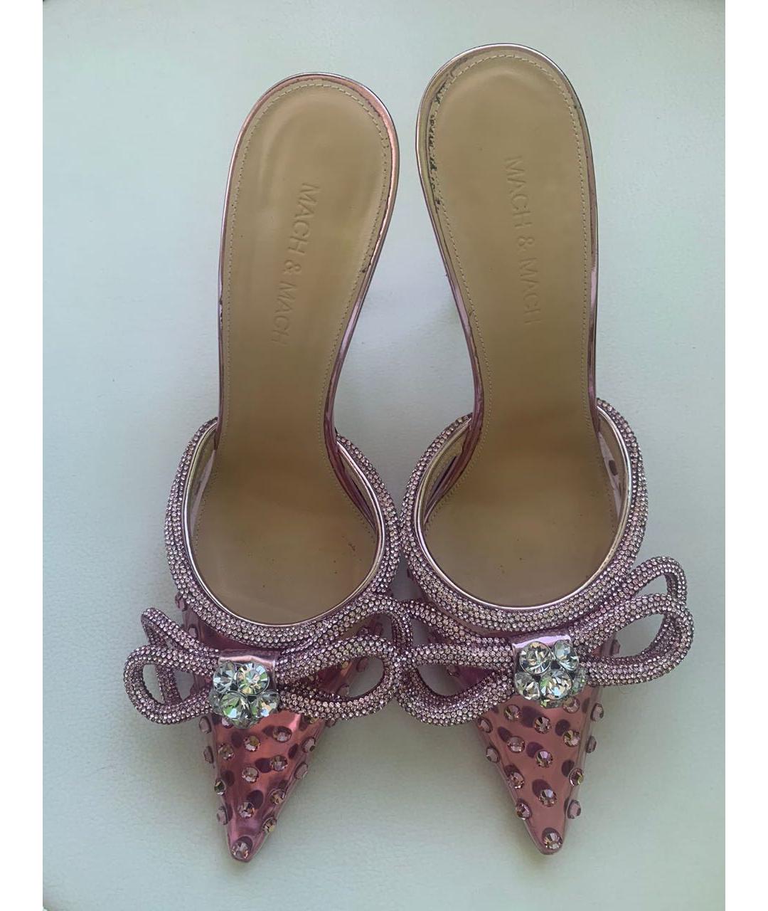 MACH&MACH Розовые кожаные мюли, фото 3