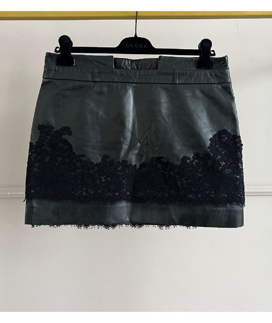 GIVENCHY Черная кожаная юбка мини, фото 8