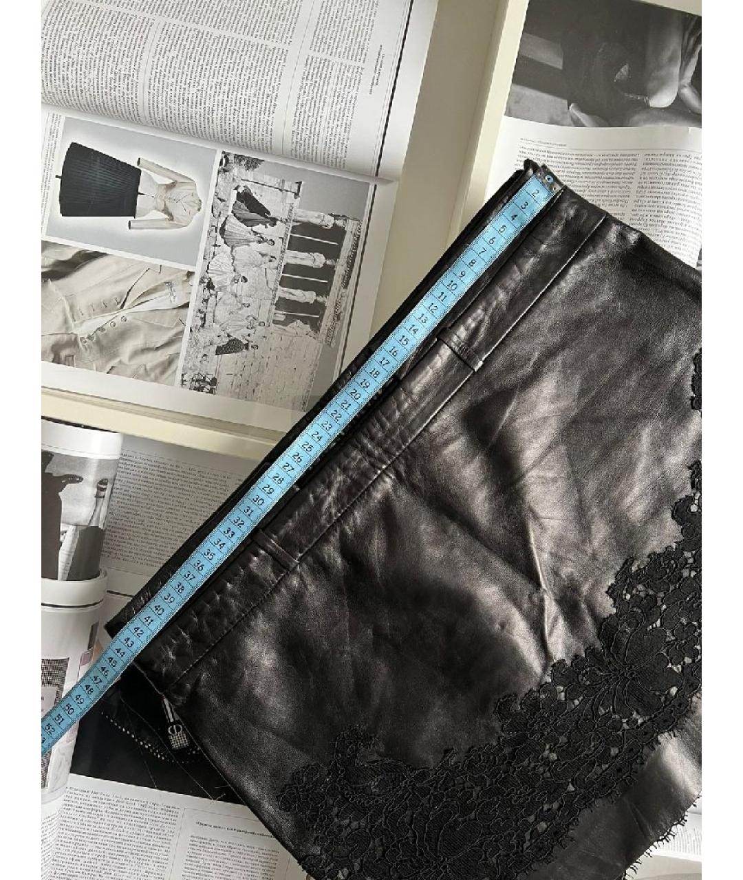 GIVENCHY Черная кожаная юбка мини, фото 4