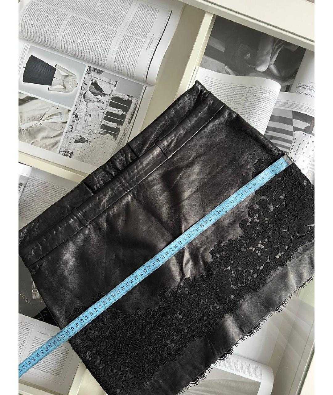 GIVENCHY Черная кожаная юбка мини, фото 6