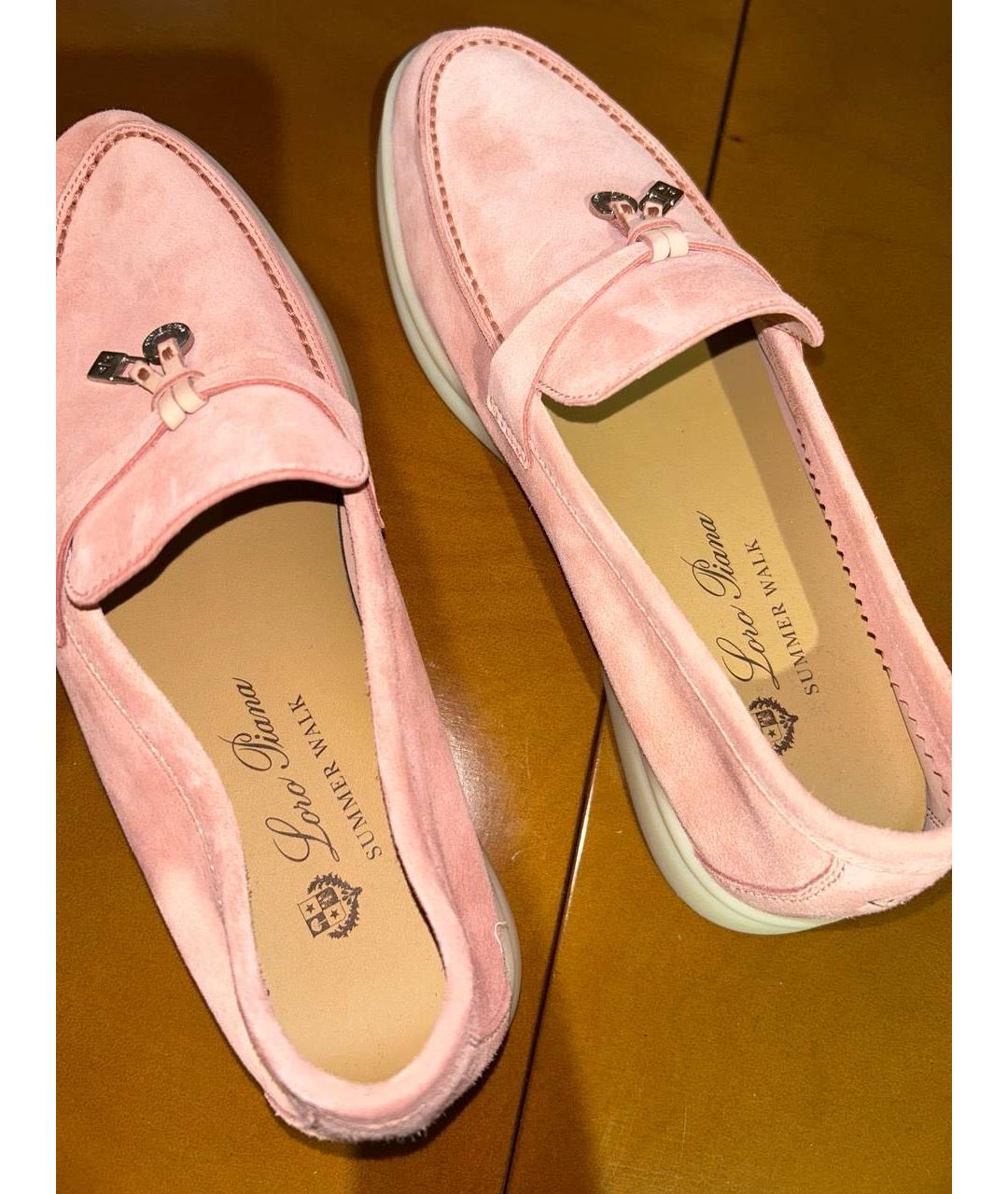 LORO PIANA Коралловые замшевые лоферы, фото 3