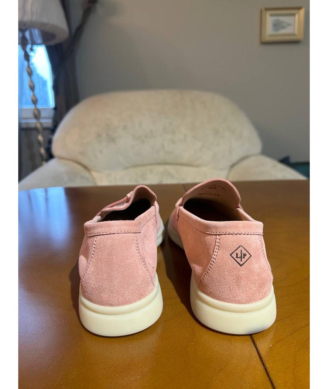 LORO PIANA Коралловые замшевые лоферы, фото 4