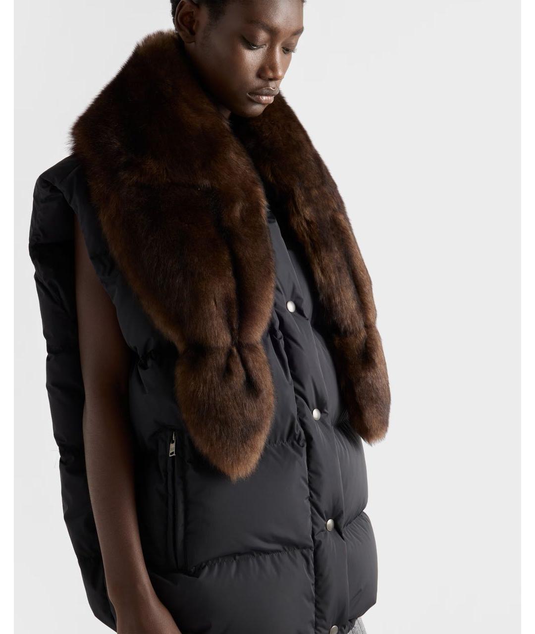 PRADA Черный меховой жилет, фото 3