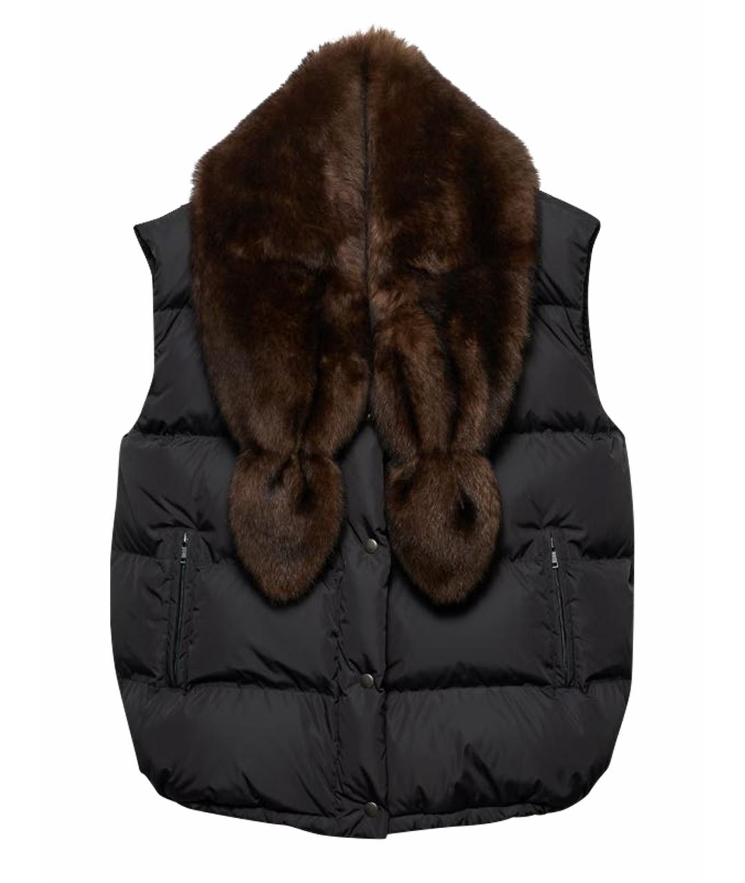 PRADA Черный меховой жилет, фото 1