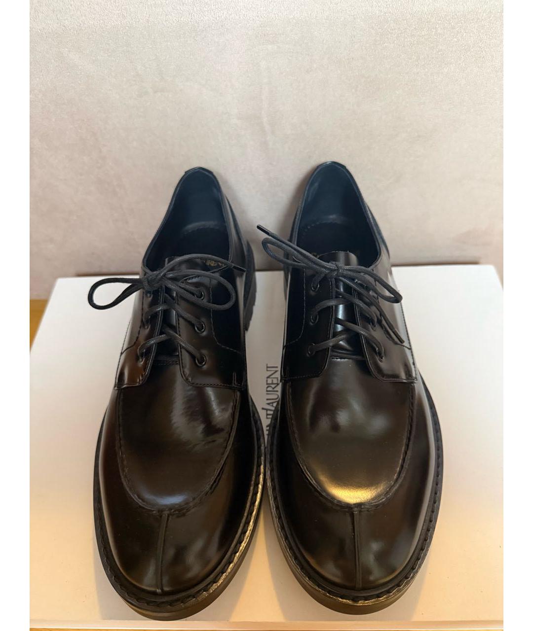 SAINT LAURENT Черные кожаные туфли, фото 2