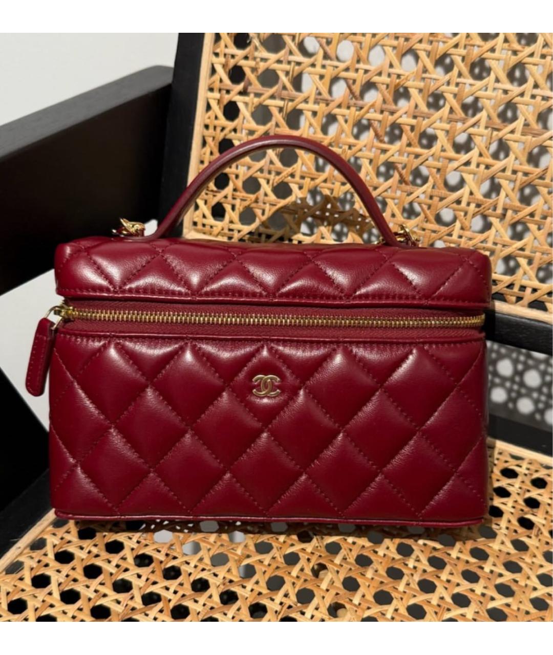 CHANEL Бордовая кожаная сумка через плечо, фото 3