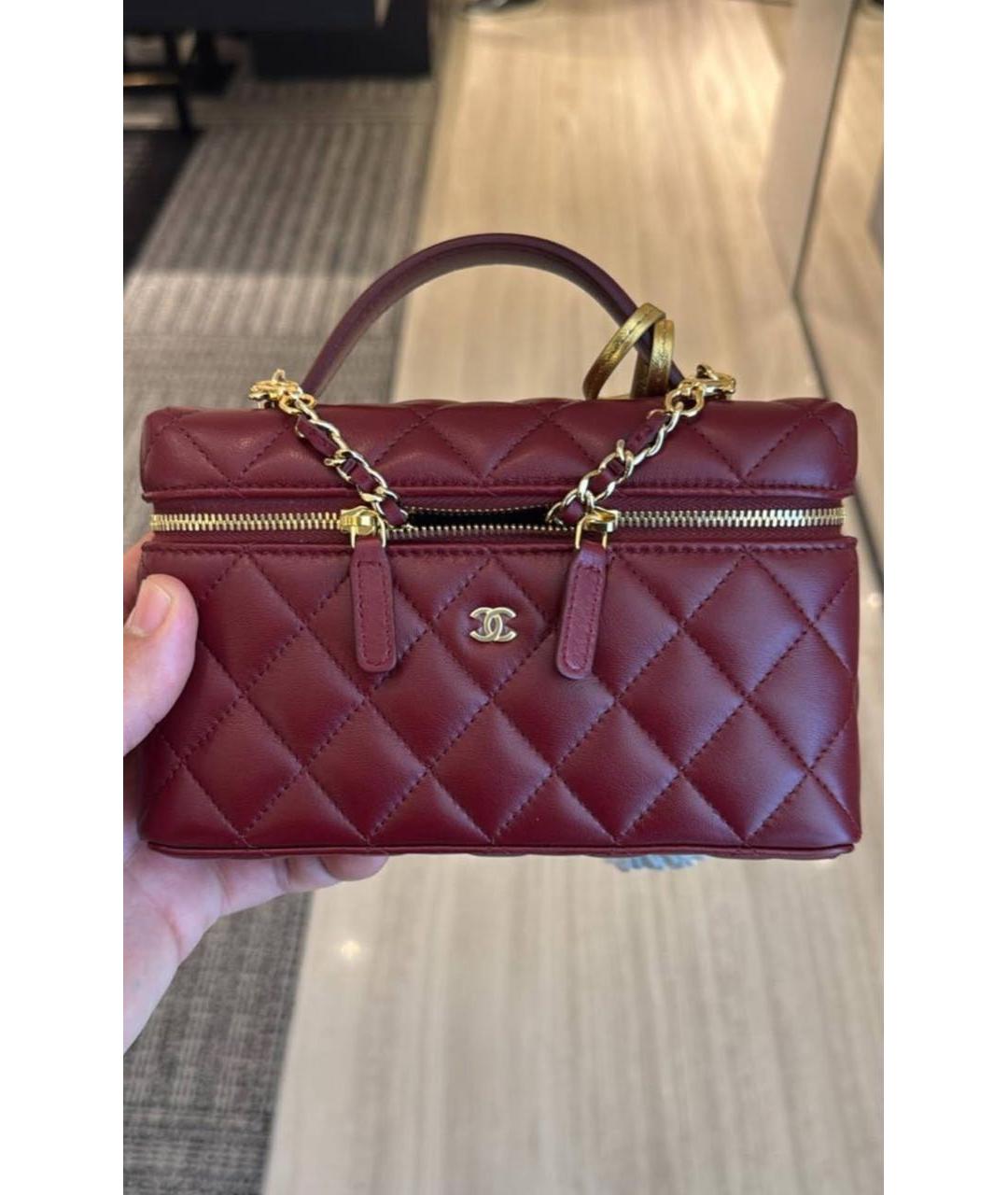 CHANEL Бордовая кожаная сумка через плечо, фото 4