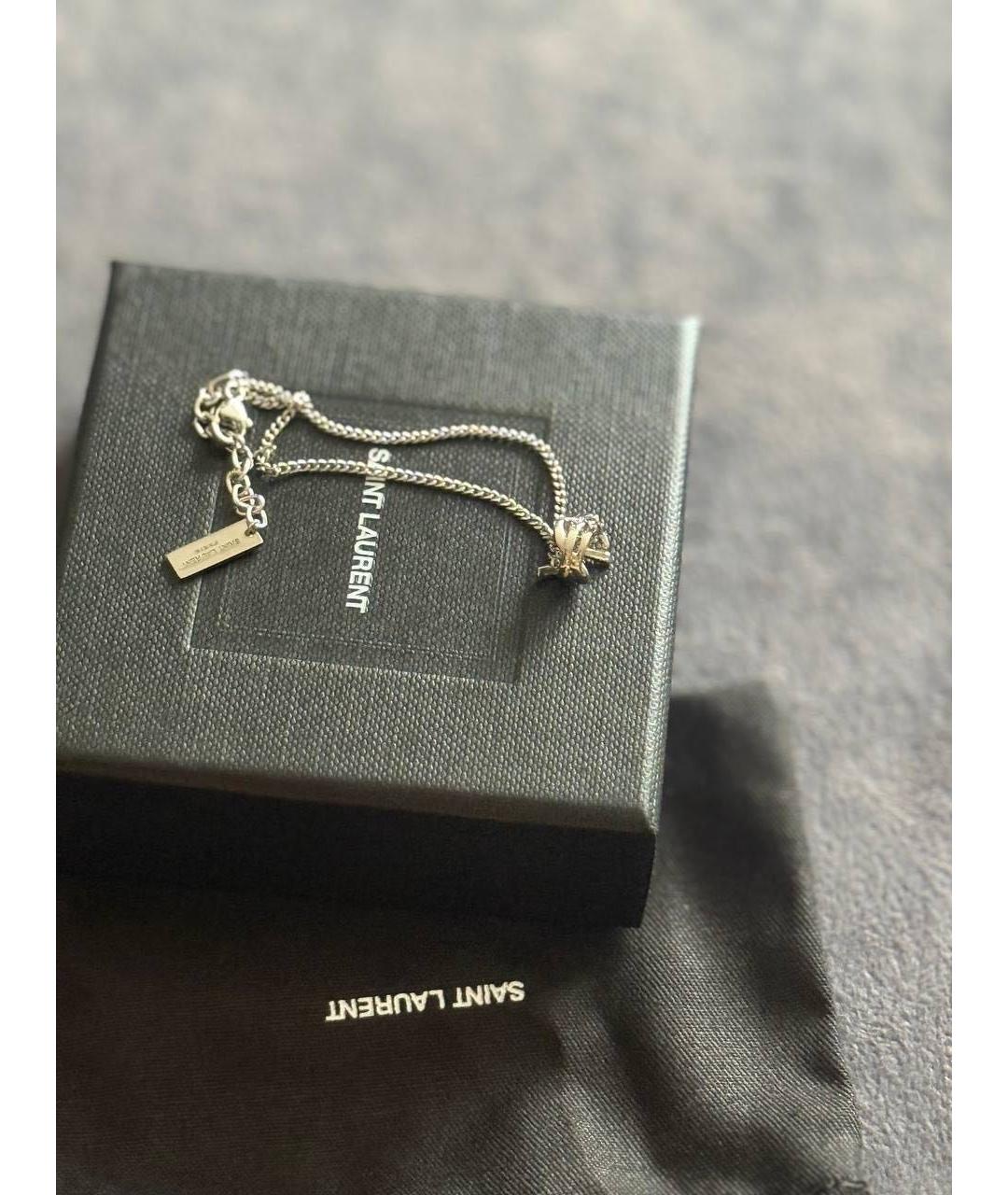 SAINT LAURENT Серебрянный металлический браслет, фото 2