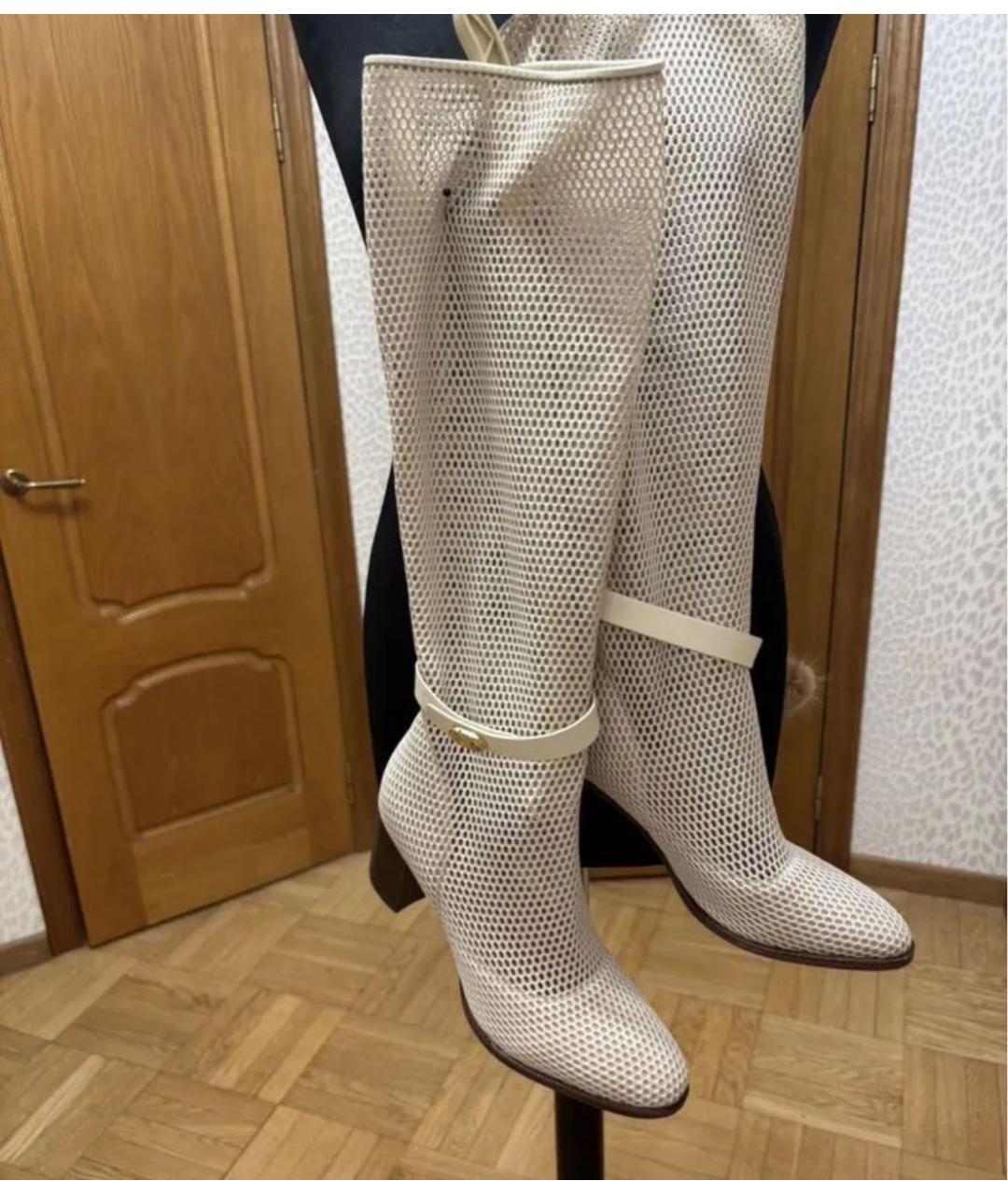 CHRISTIAN DIOR Бежевые кожаные сапоги, фото 5