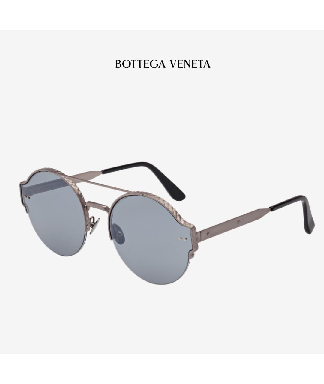 BOTTEGA VENETA Голубые металлические солнцезащитные очки, фото 2