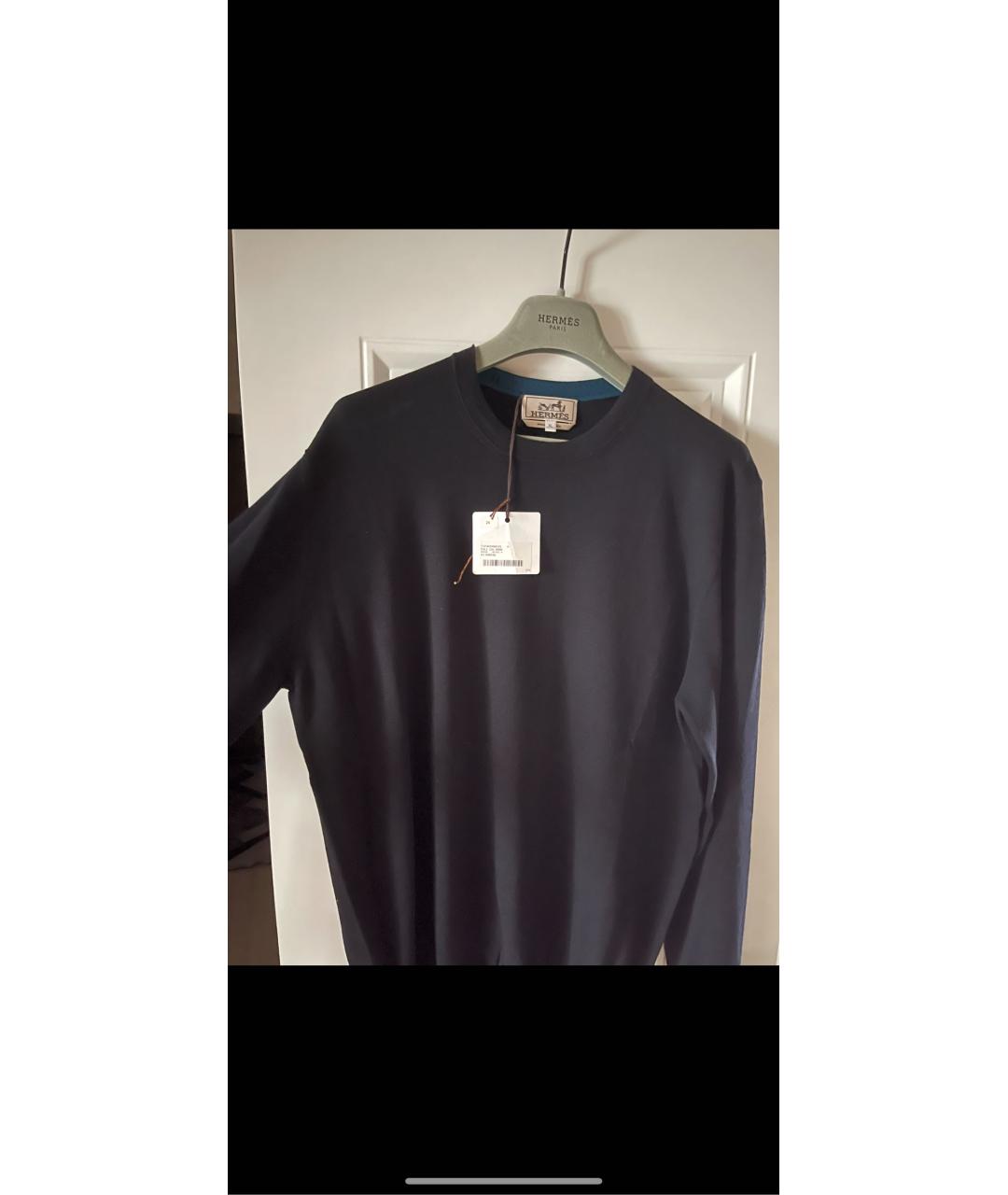 HERMES Темно-синий шерстяной джемпер / свитер, фото 6
