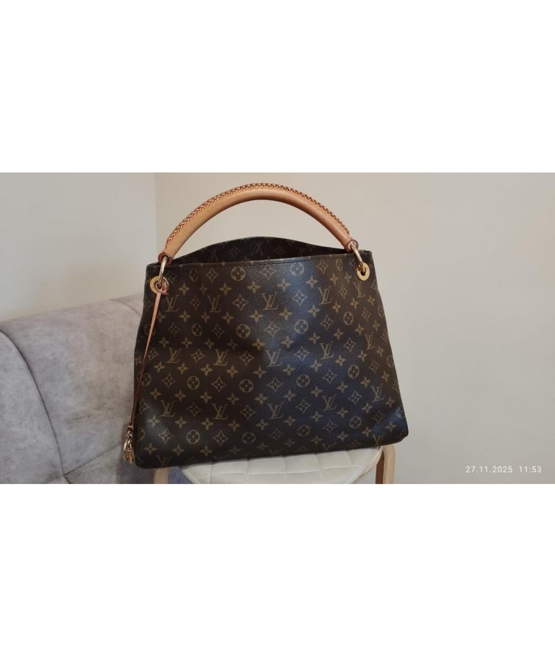 LOUIS VUITTON Коричневая сумка с короткими ручками из искусственной кожи, фото 9