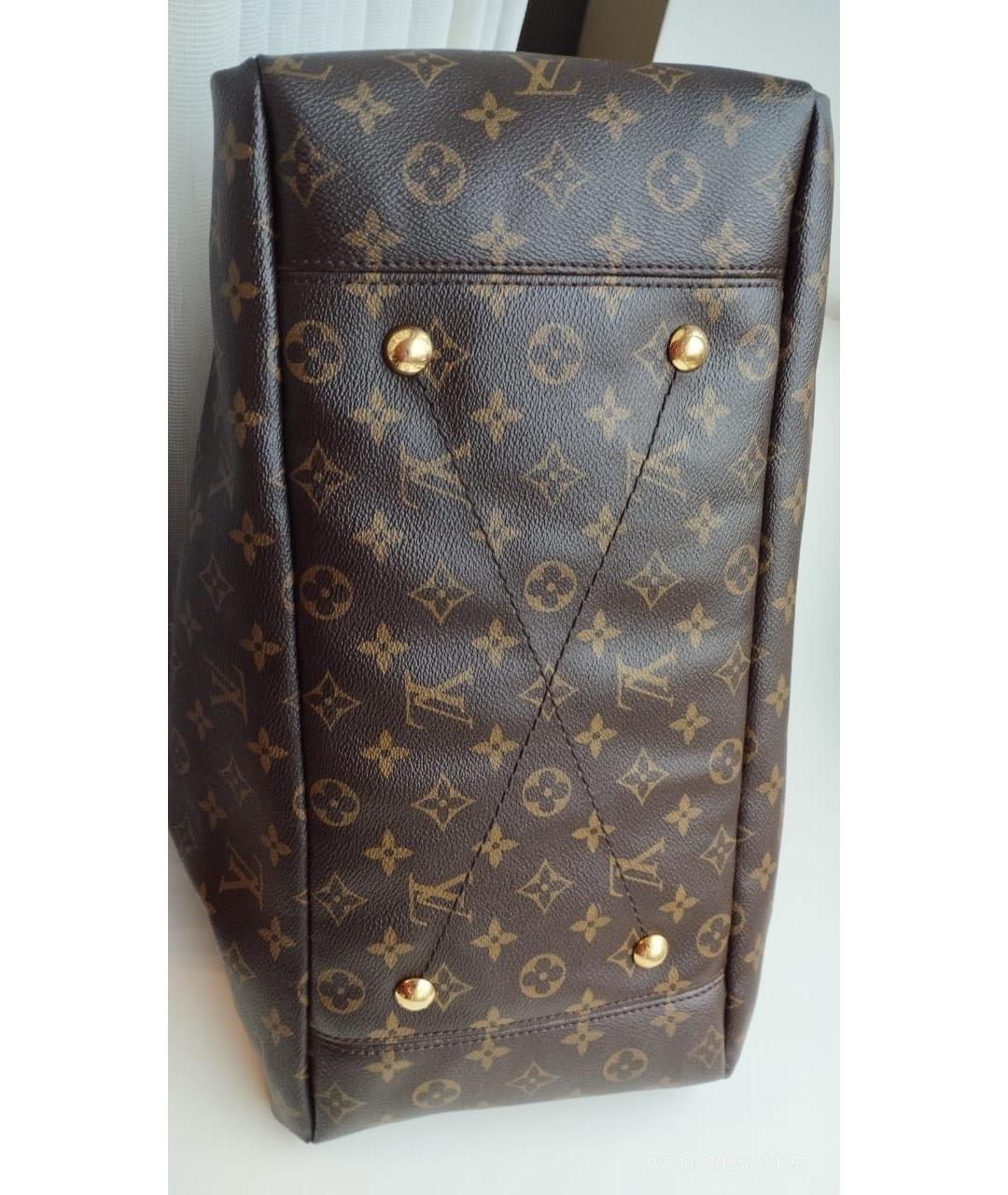 LOUIS VUITTON Коричневая сумка с короткими ручками из искусственной кожи, фото 3