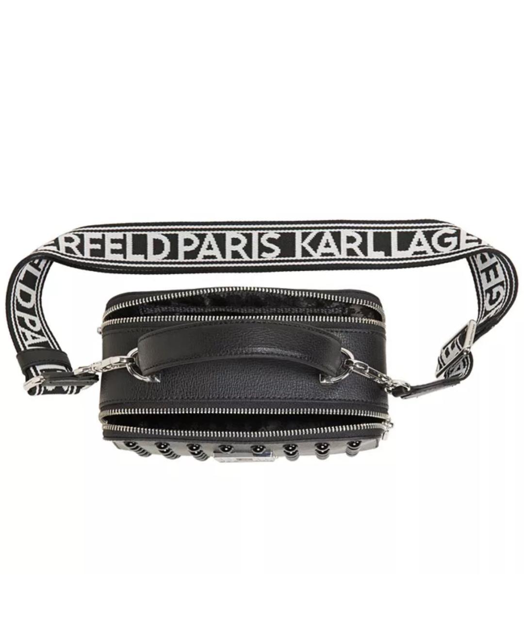 KARL LAGERFELD Черная кожаная сумка через плечо, фото 2