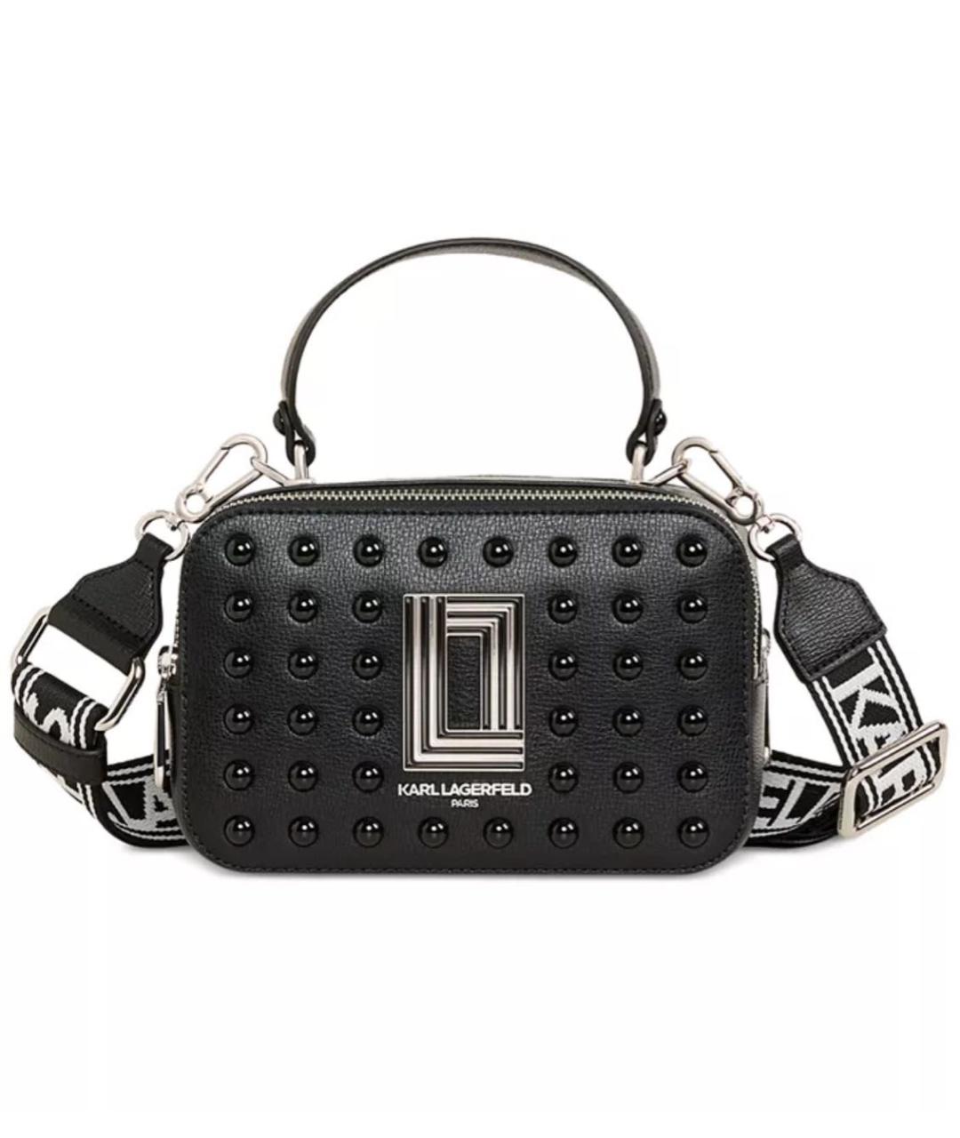 KARL LAGERFELD Черная кожаная сумка через плечо, фото 1