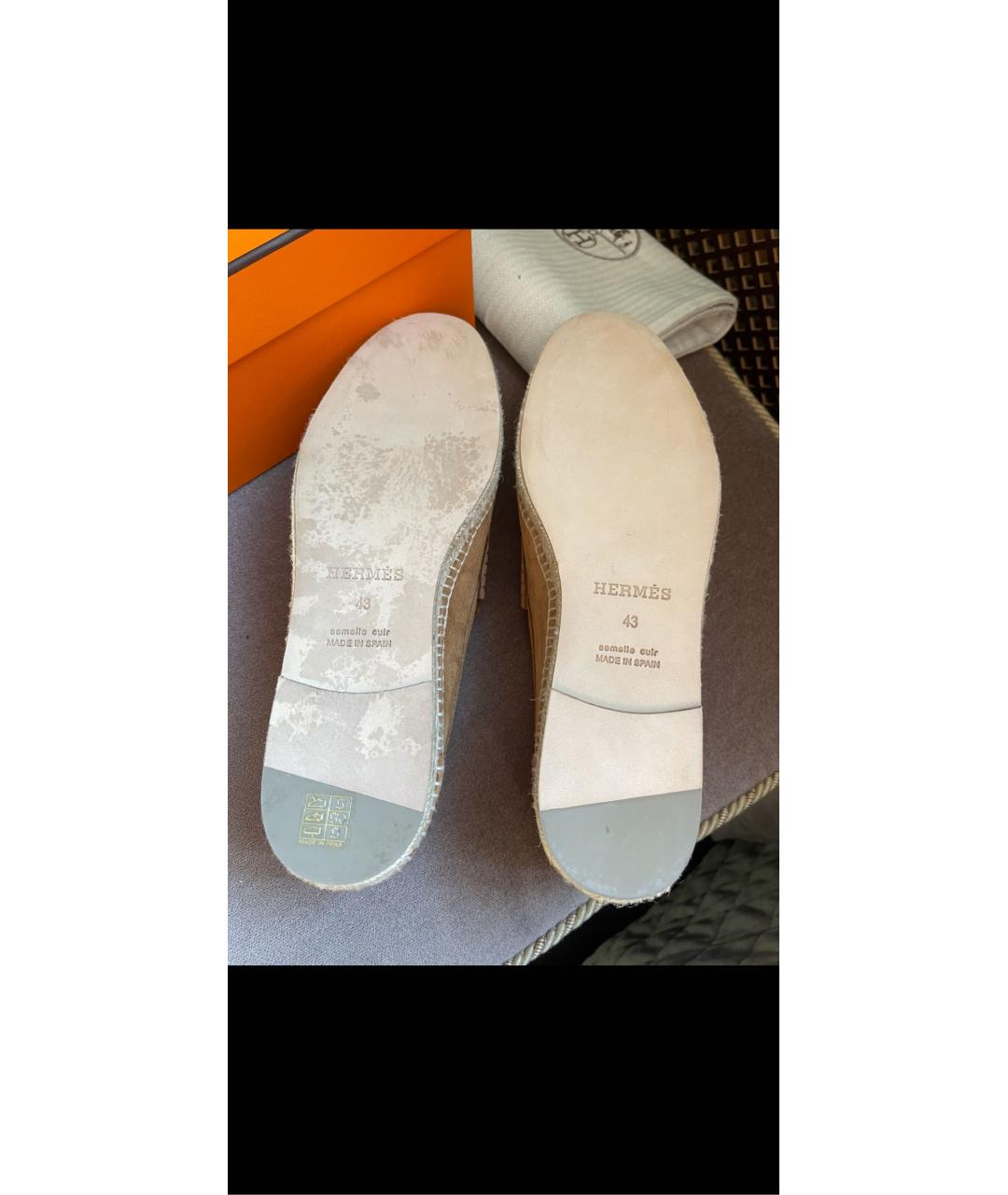 HERMES Коричневые замшевые эспадрильи, фото 3