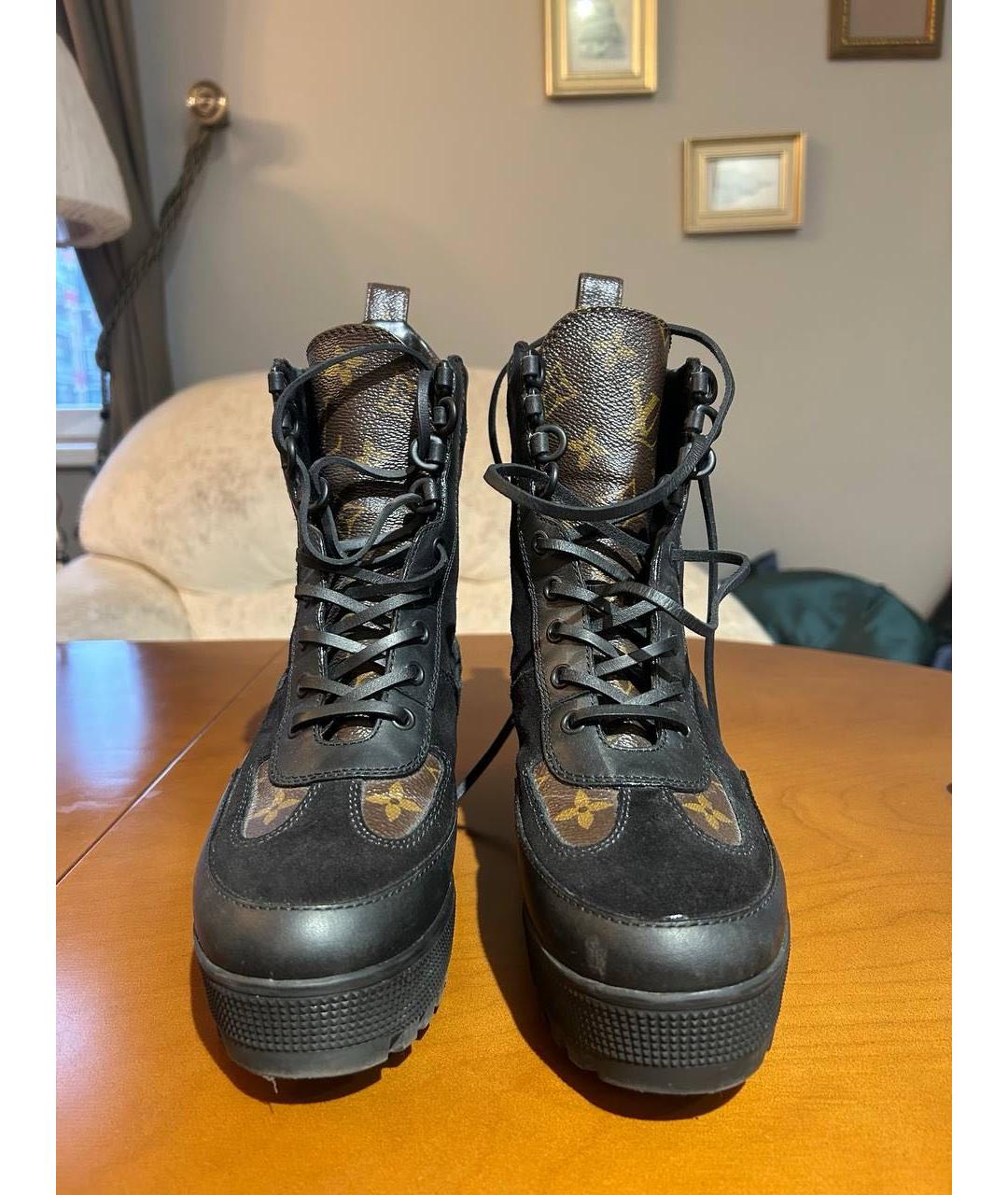 LOUIS VUITTON Черные кожаные ботинки, фото 2