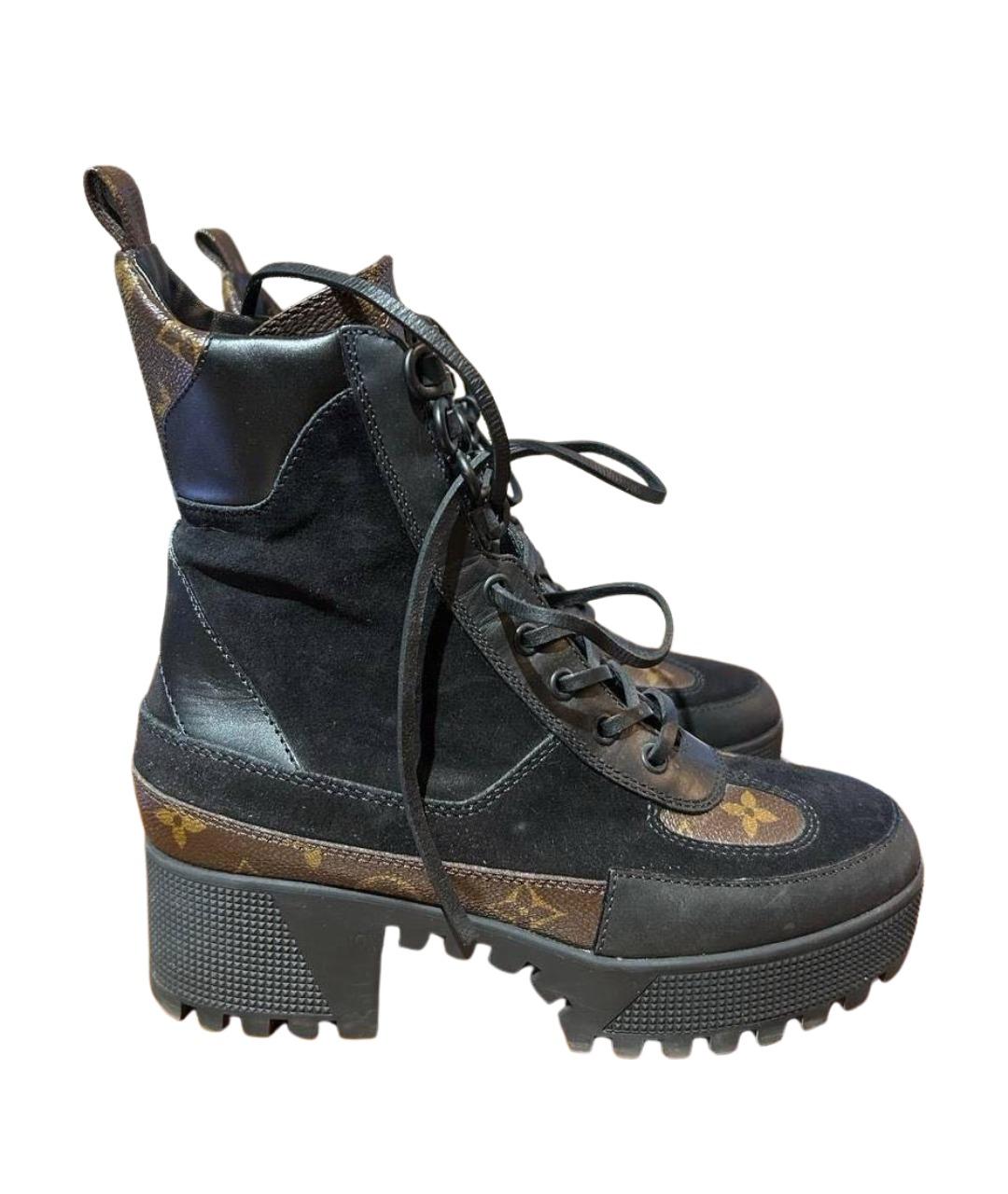 LOUIS VUITTON Черные кожаные ботинки, фото 1