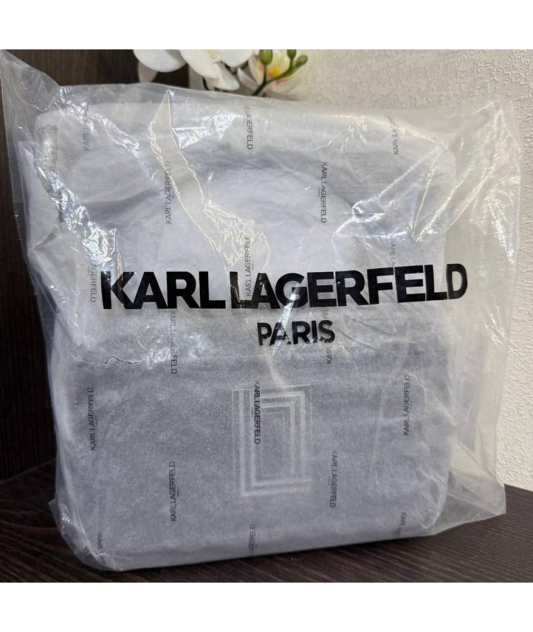 KARL LAGERFELD Черная кожаная сумка с короткими ручками, фото 5