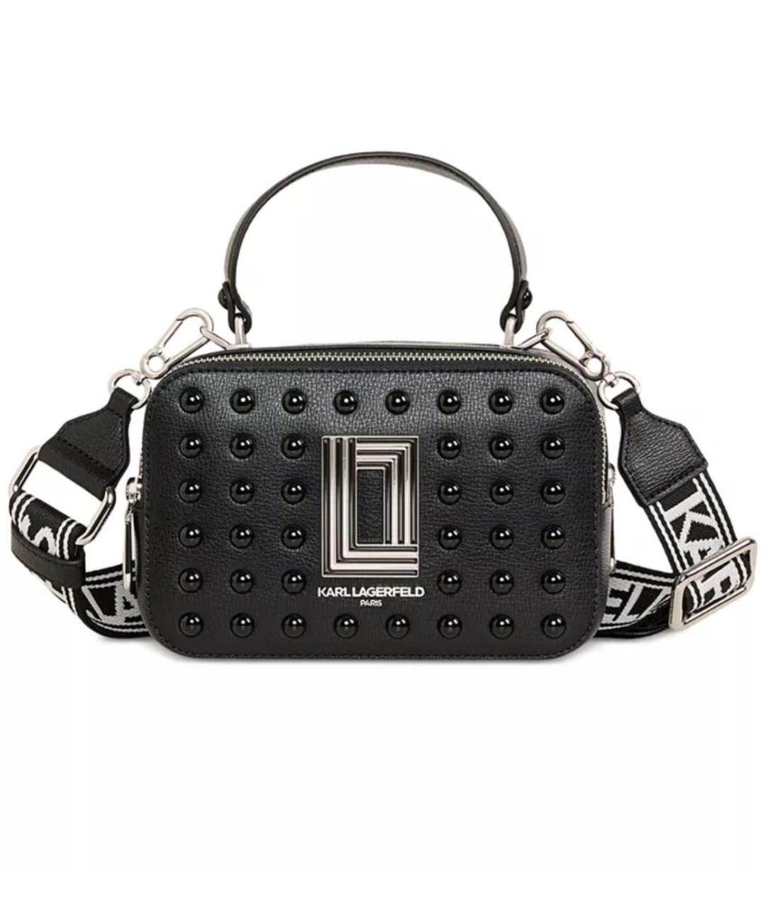KARL LAGERFELD Черная кожаная сумка с короткими ручками, фото 1