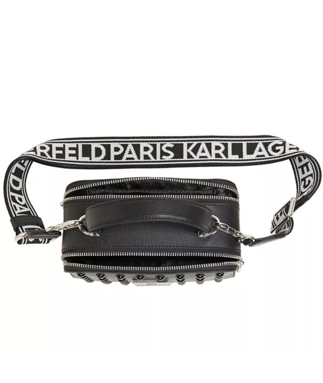 KARL LAGERFELD Черная кожаная сумка с короткими ручками, фото 2