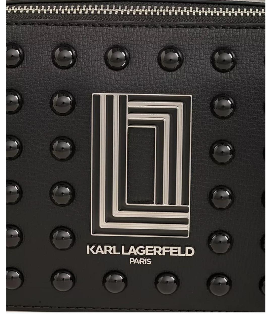 KARL LAGERFELD Черная кожаная сумка с короткими ручками, фото 3