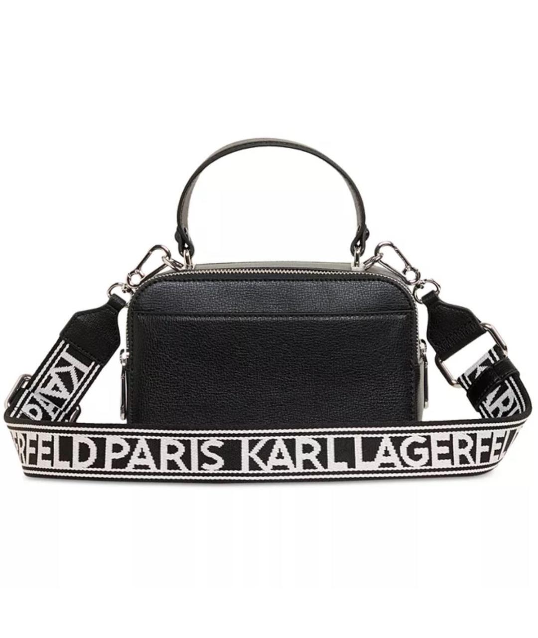 KARL LAGERFELD Черная кожаная сумка с короткими ручками, фото 4