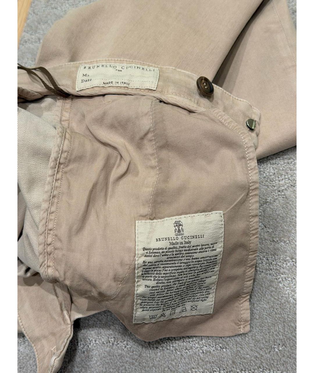 BRUNELLO CUCINELLI Бежевые хлопковые джинсы слим, фото 3