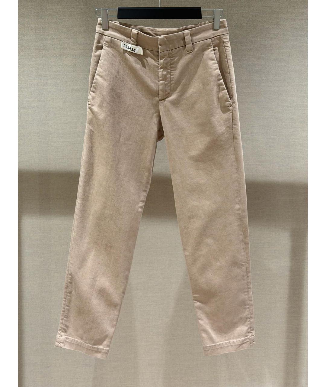 BRUNELLO CUCINELLI Бежевые хлопковые джинсы слим, фото 5