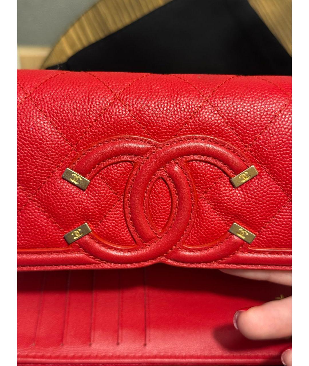 CHANEL Красный кожаный кошелек, фото 6