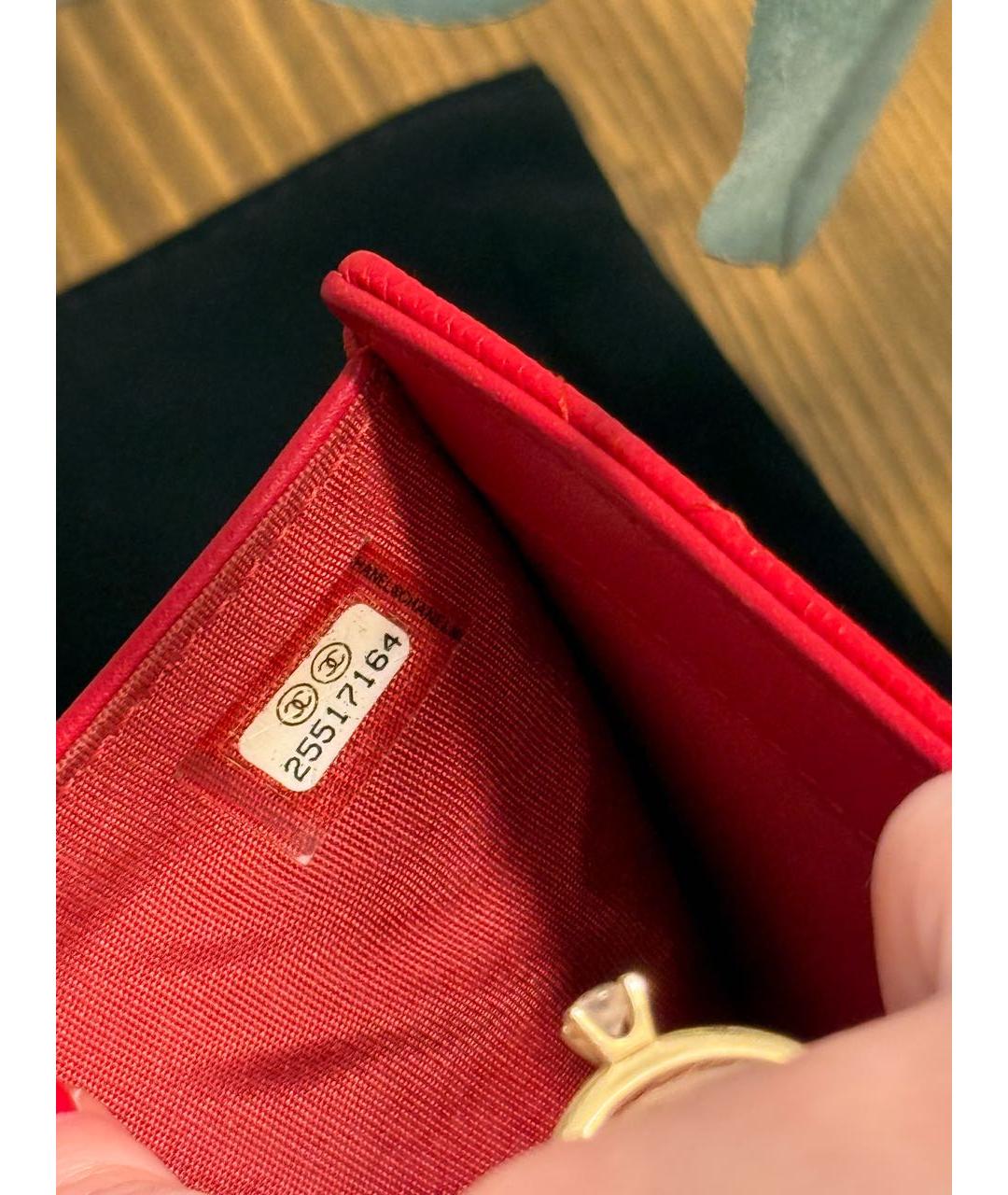 CHANEL Красный кожаный кошелек, фото 4