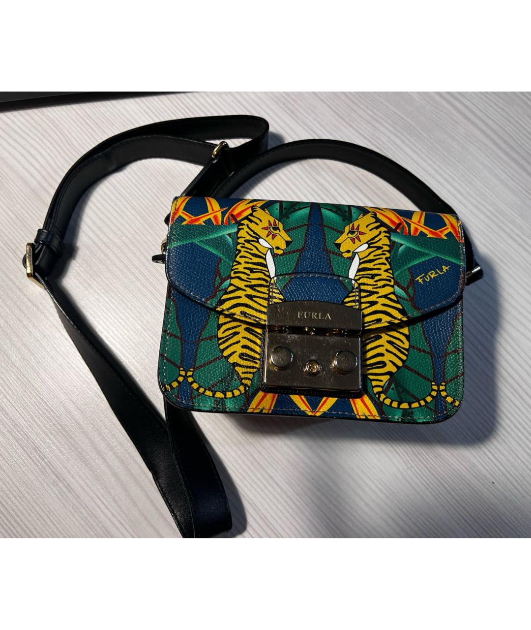 FURLA Зеленая кожаная сумка через плечо, фото 6