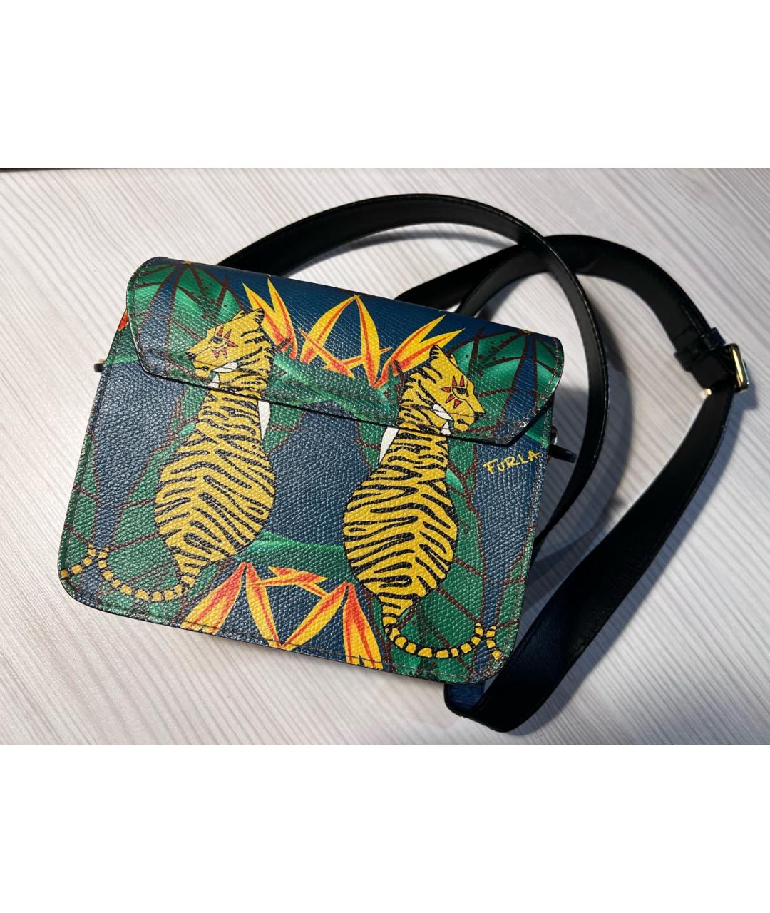 FURLA Зеленая кожаная сумка через плечо, фото 3