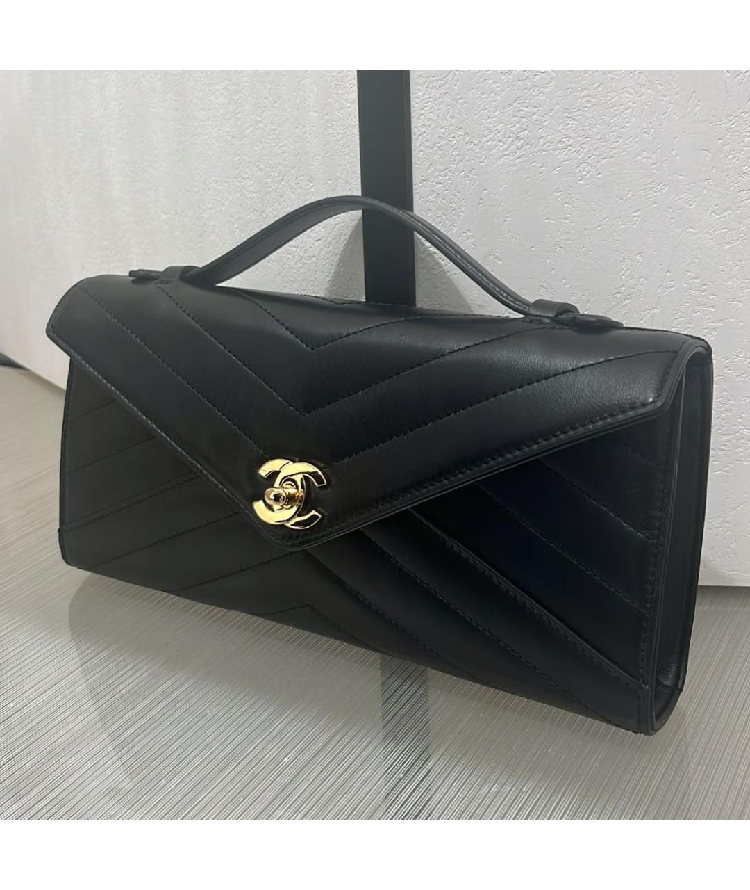 CHANEL Черная кожаная сумка с короткими ручками, фото 2