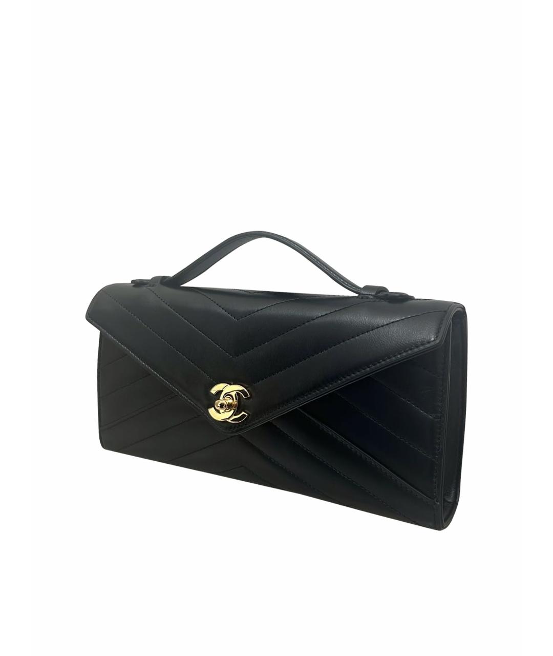 CHANEL Черная кожаная сумка с короткими ручками, фото 1