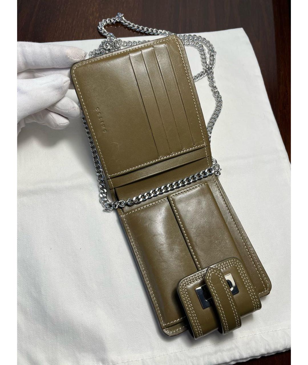 CELINE Бежевый кожаный кошелек, фото 5