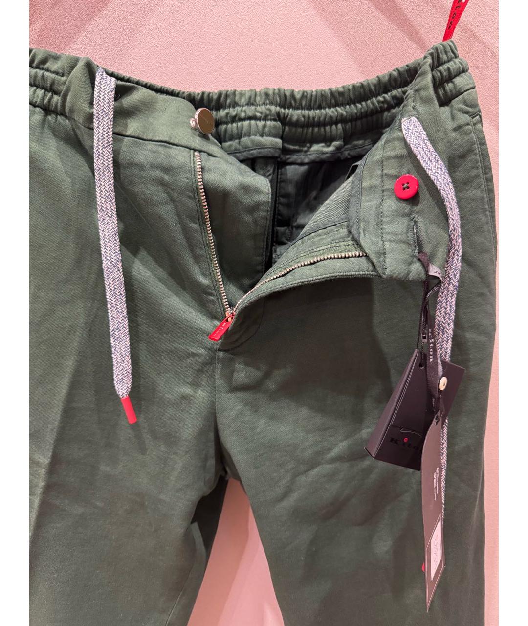 KITON Зеленые хлопковые брюки чинос, фото 3