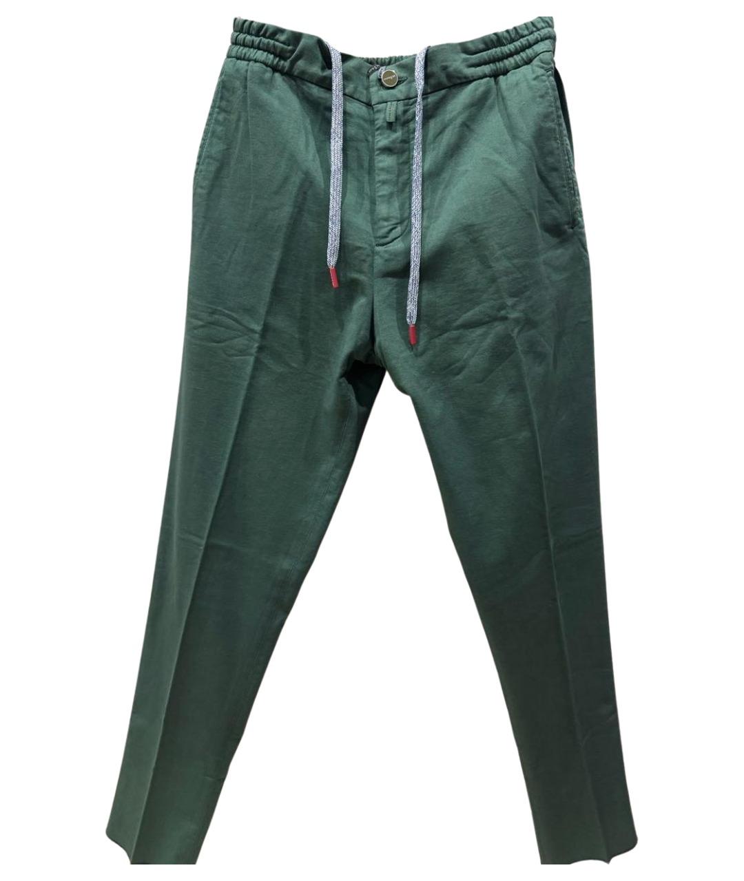 KITON Зеленые хлопковые брюки чинос, фото 1