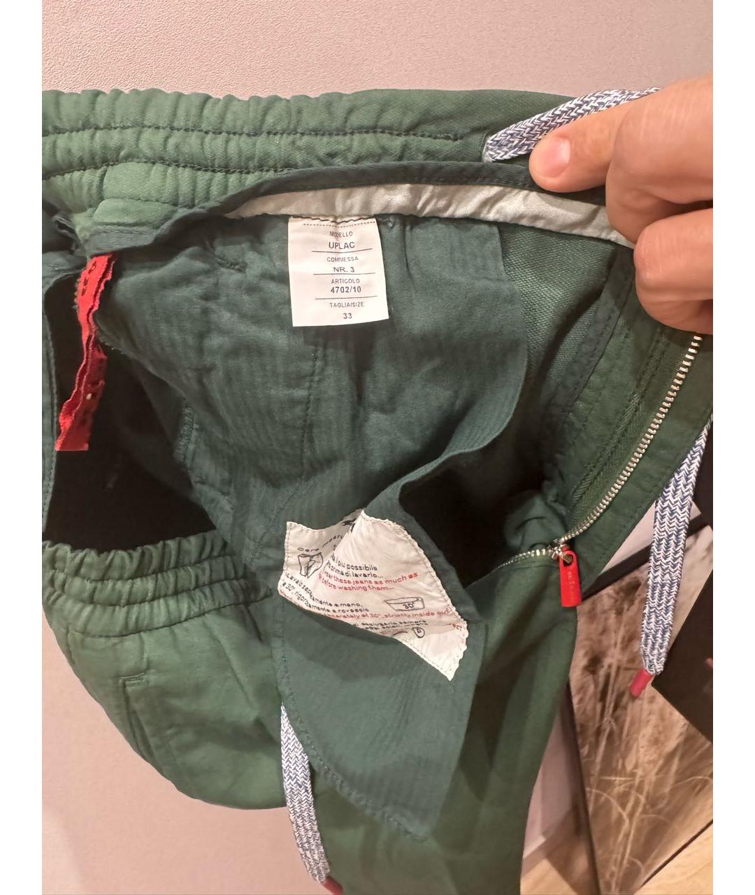 KITON Зеленые хлопковые брюки чинос, фото 6