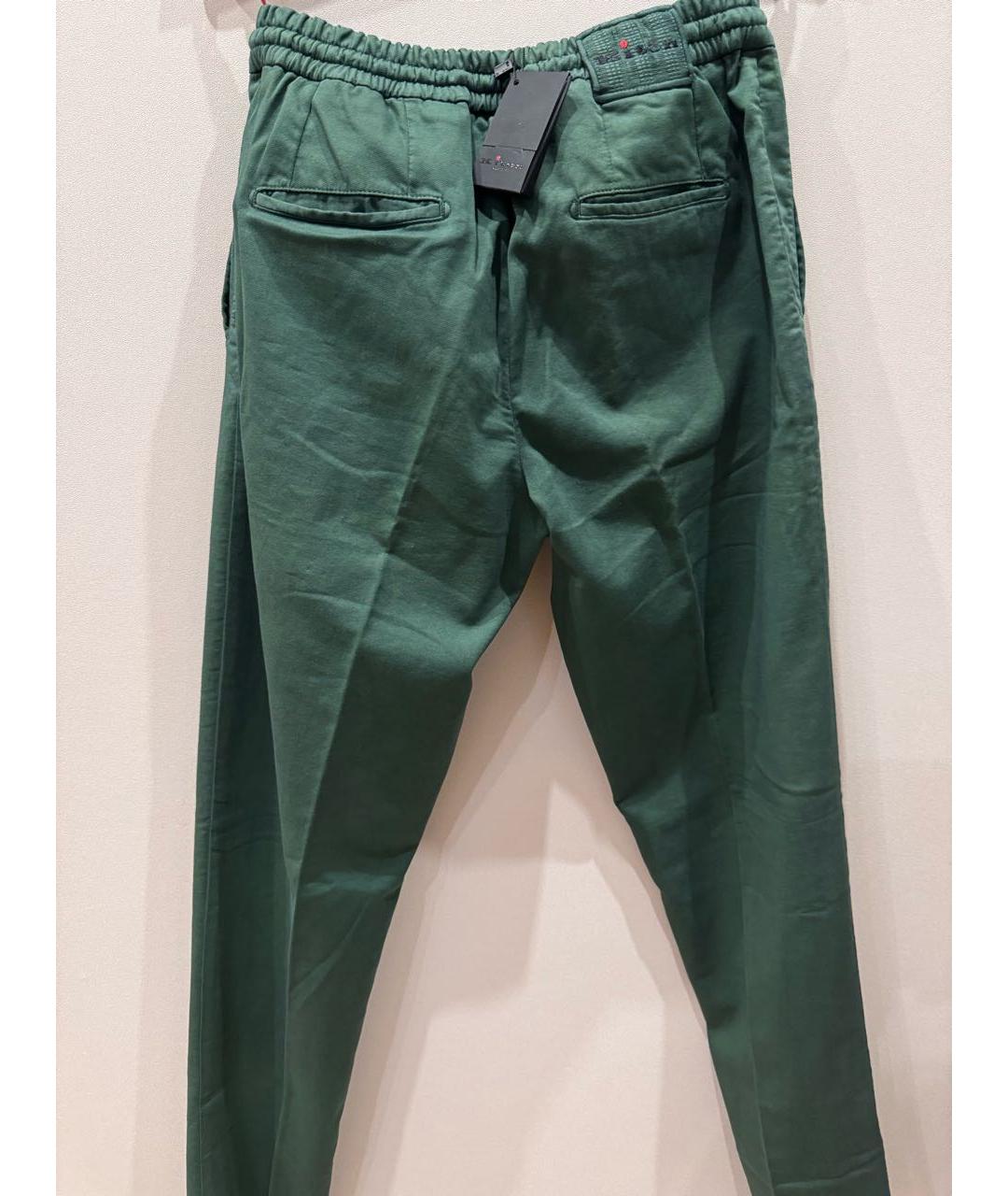 KITON Зеленые хлопковые брюки чинос, фото 2