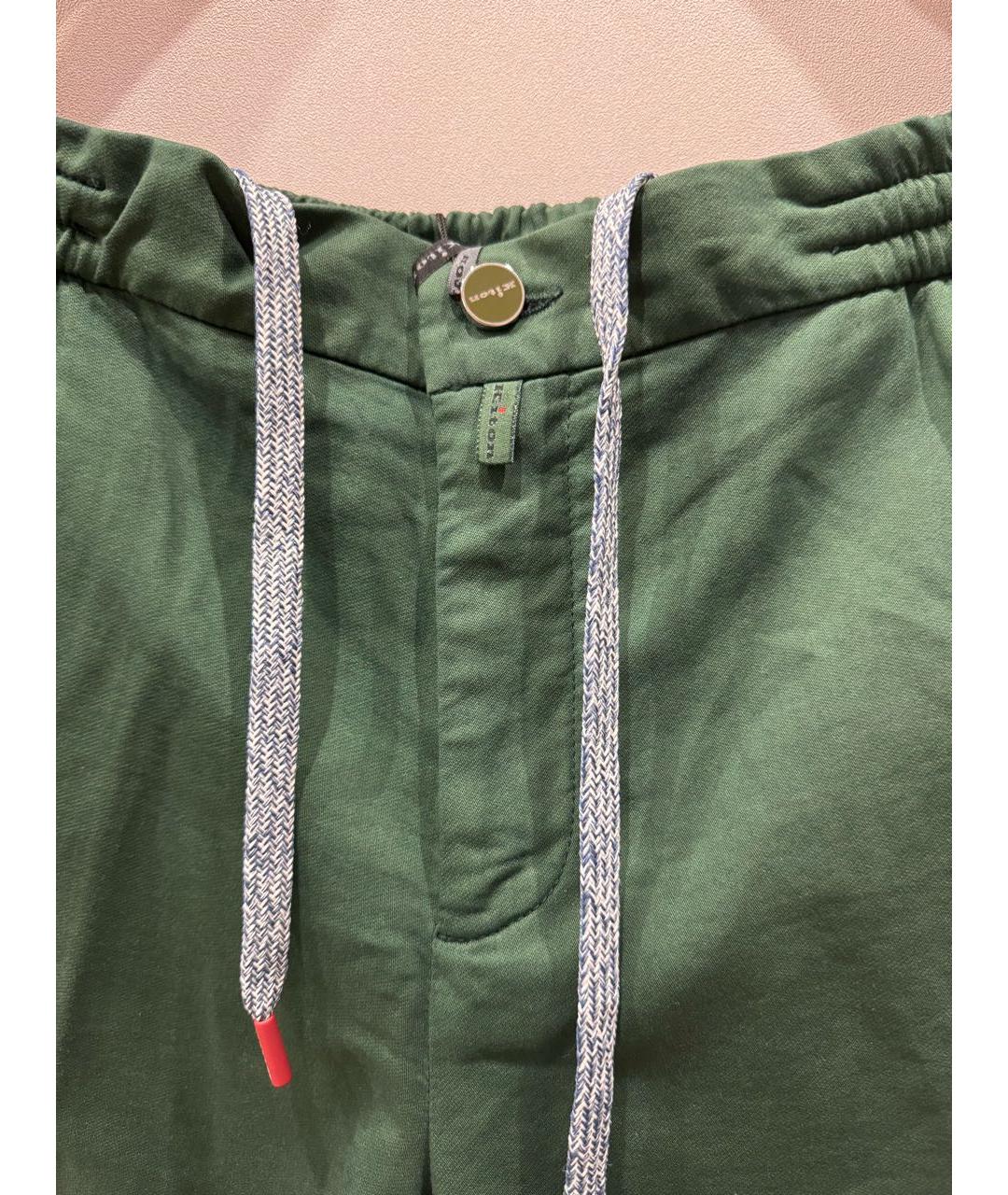 KITON Зеленые хлопковые брюки чинос, фото 4