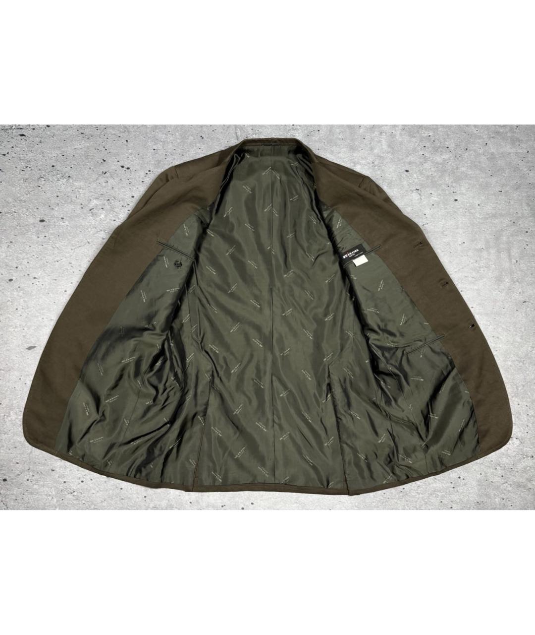 KITON Хаки льняной пиджак, фото 3