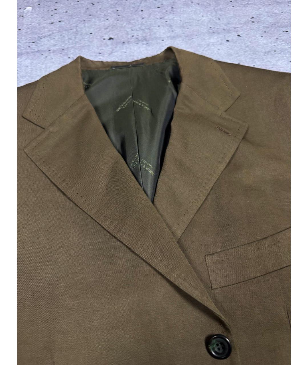 KITON Хаки льняной пиджак, фото 4