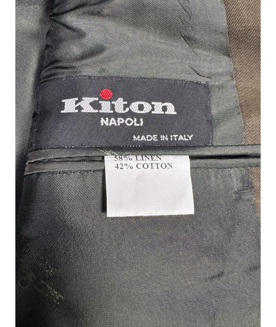KITON Хаки льняной пиджак, фото 8